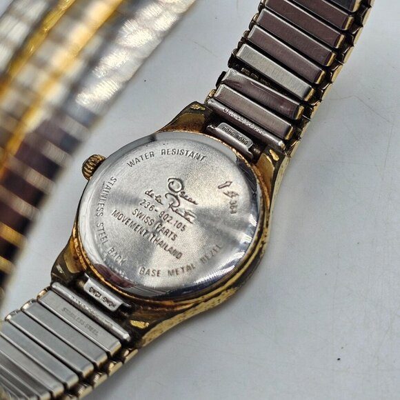 Vintage Oscar de la Renta Quartz Womens Watch Gold Silver Two-Tone Stretch Band - Picture 5 of 5